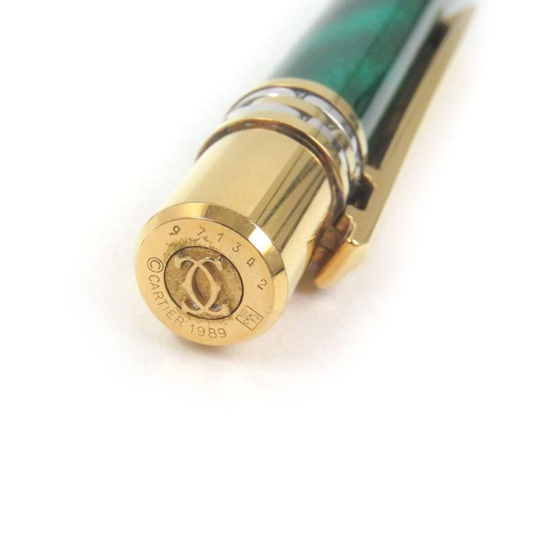 Cartier Panthère Malachite Douvre C Marble Pattern Twist Ballpoint Pen Green