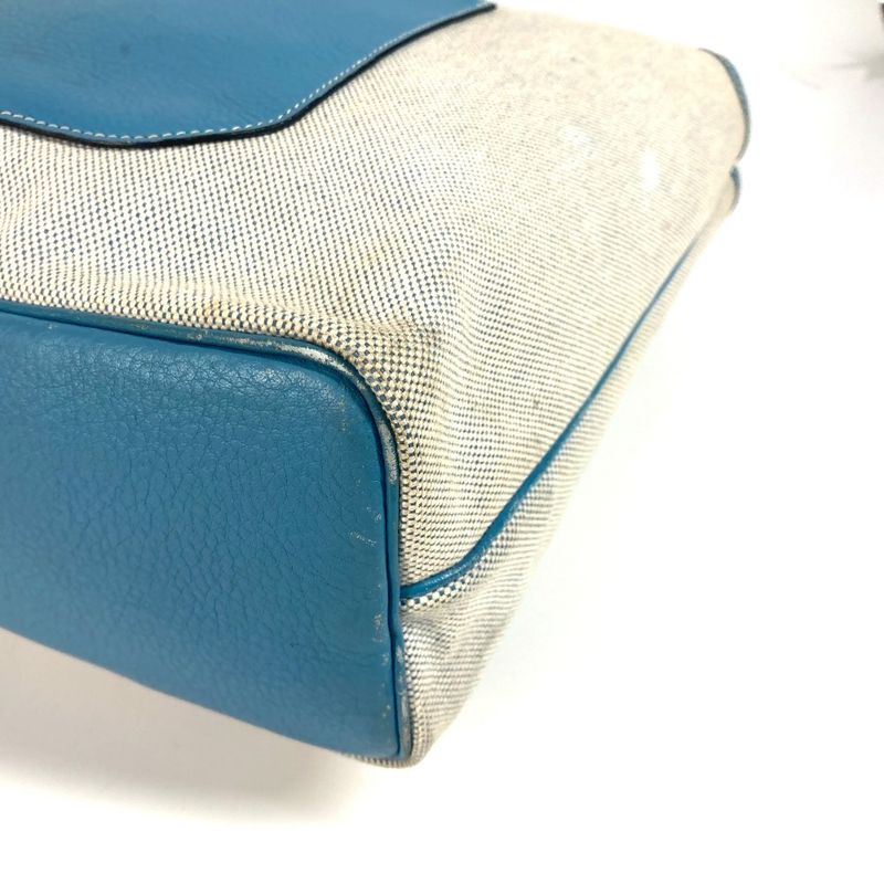 Hermes Shoulder Bag Jardinier PM Leather / Canvas Blue