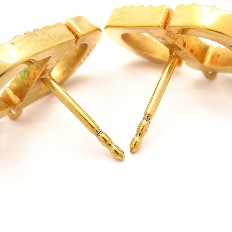 Dior/christian Dior Earrings Petite CD Logo Earrings Gold And White CD Motif