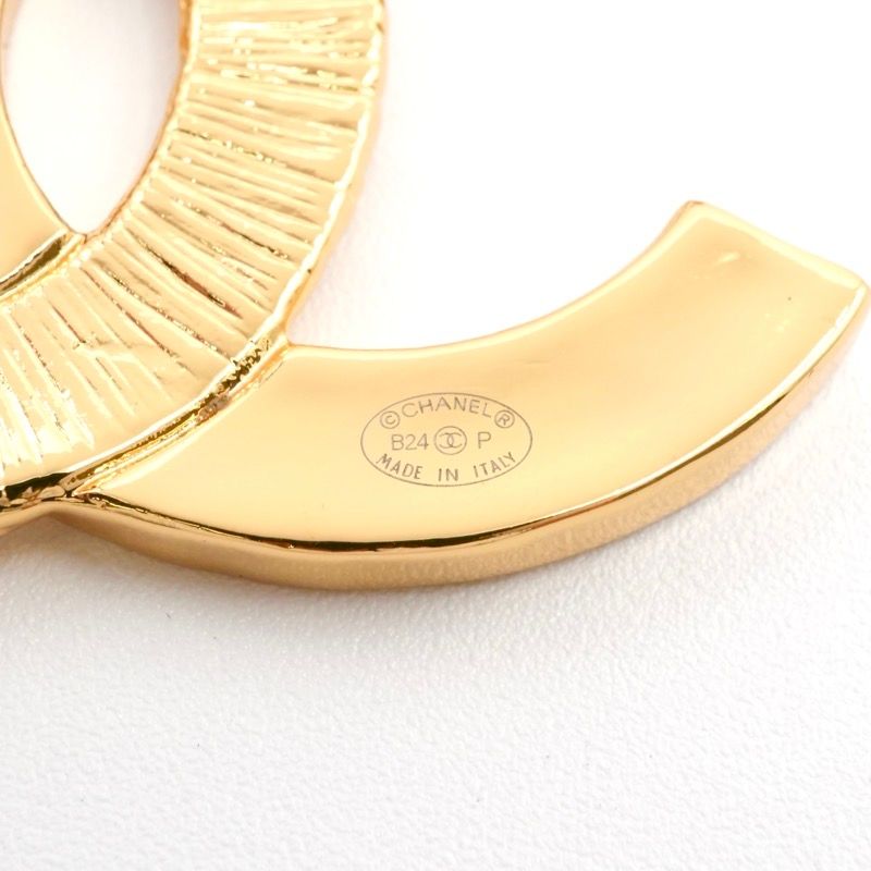 Chanel Brooch Corsage Gold Black Here Mark