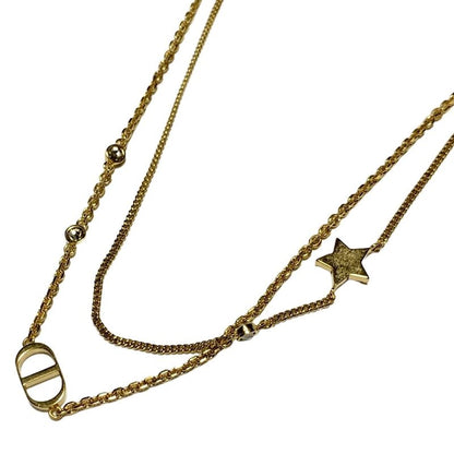 Dior/christian Dior Necklace Petite CD Double Necklace Gold And Clear Star /