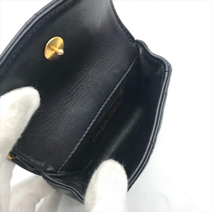 Chanel CC Logo Push Lock Mini Quilted Waist Pouch Black