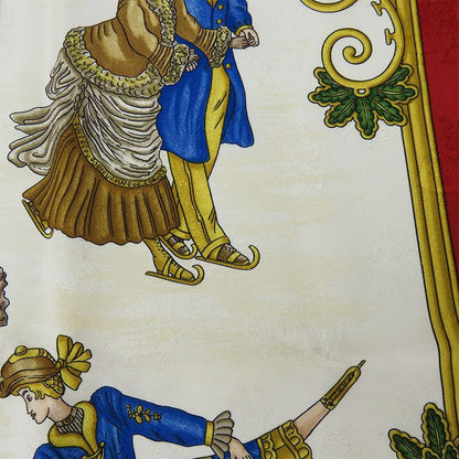 Hermes Scarf Carré 90 Joies D'hiver Winter Pleasures Silk Red Ivory Gold Large