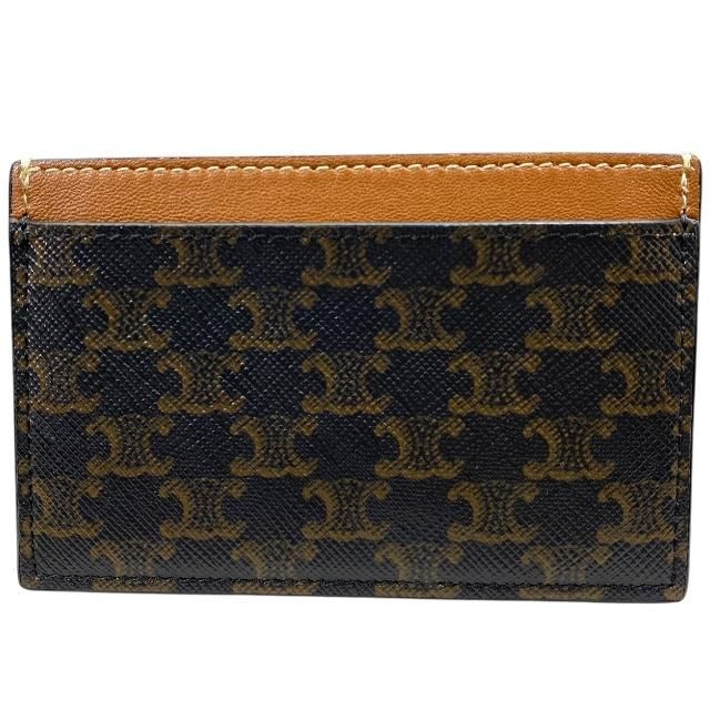 Celine Card Case Passcase Compact Triomphe Logo Leather Brown