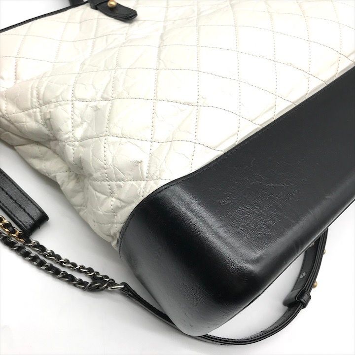 Chanel CC Logo Quilted Gabriel 2-Way White Bicolor Purse