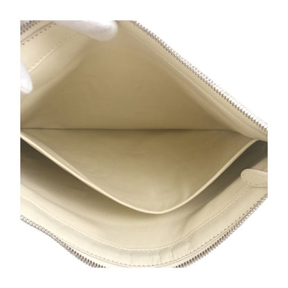 Balenciaga Shearling Logo White Silver Hardware Mouton 492681 Clutch Bag