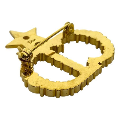 Dior Clair D Lune Brooch Pin Brooch Star CD Logo Accessories Rhinestone Gold