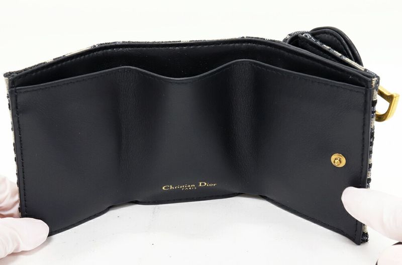 Dior Trifold Wallet With Coin Purse Oblique Saddle Compact Wallet Canvas X Calf