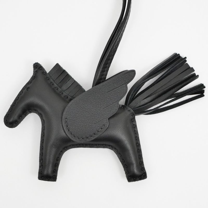 Hermes Pegasus PM So-black B Engraved Bag Charm Leather Accessories