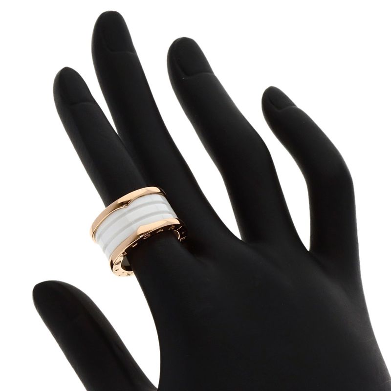 Bvlgari B-zero1 4 Band White Ceramic #51 Ring / Rings 18K Pink Gold Ladies