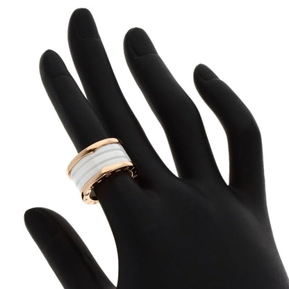 Bvlgari B-zero1 4 Band White Ceramic #51 Ring / Rings 18K Pink Gold Ladies