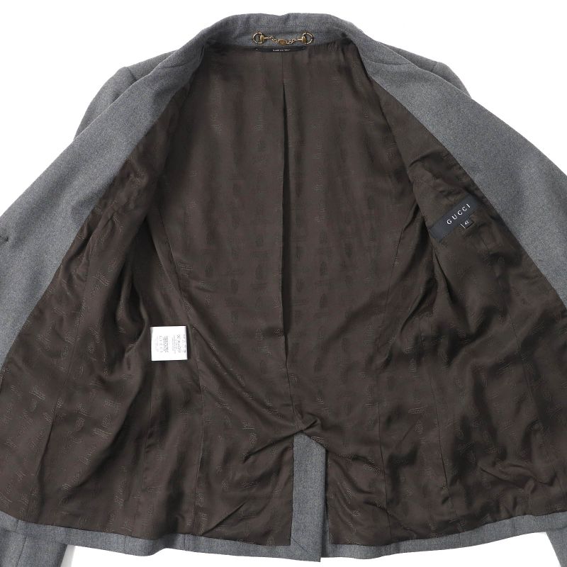 Gucci Wool Cles Button Single Tailored Jacket Gray 42 Genuine