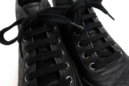 Gucci Shoes Sneakers Shoes High Cut Ladies Women Leather Genuine Black 391499