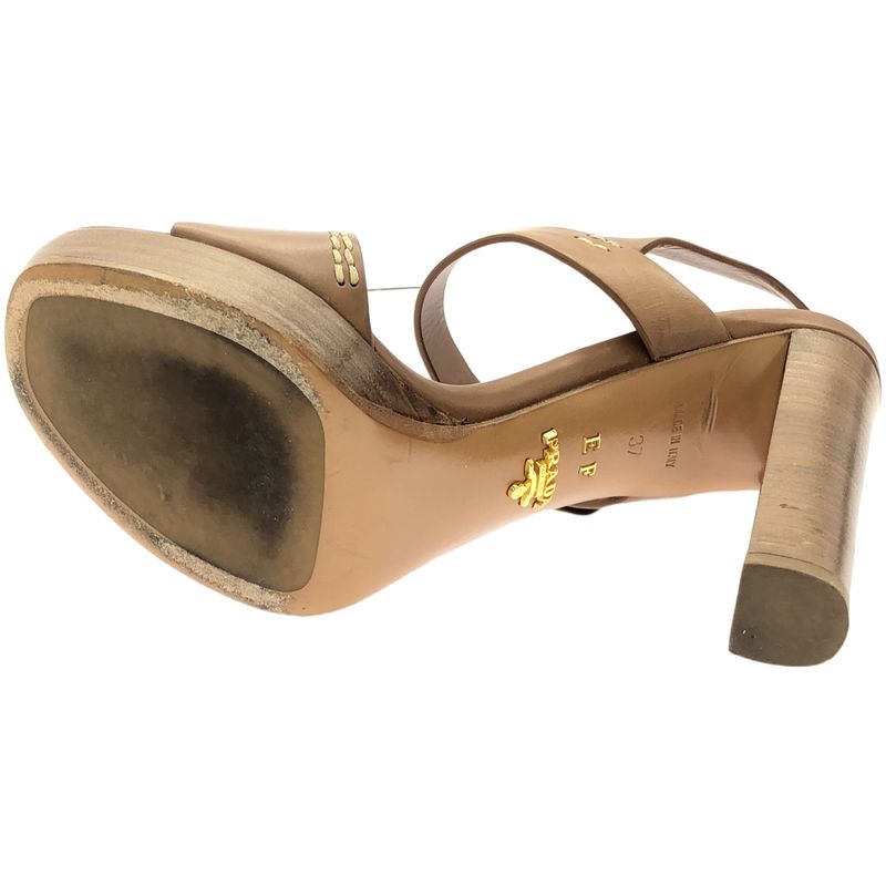 Prada Strap Leather Sandals Brown 37