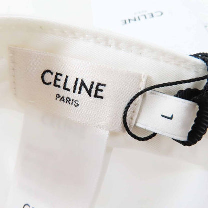 Celine 2aun1969p Initials Sequins Baseball Cap Hat Cotton White Black Gold