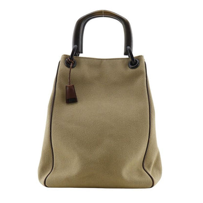 Gucci Wood Handle 106493 Canvas Beige Ladies Handbag