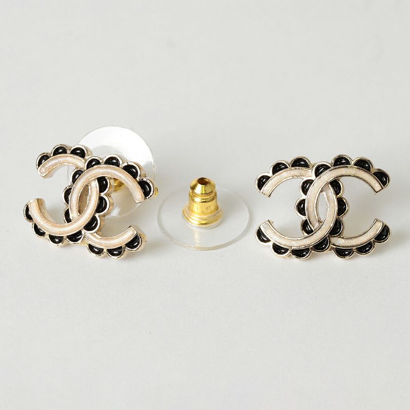 Chanel Earrings Stud Earrings Gold/white
