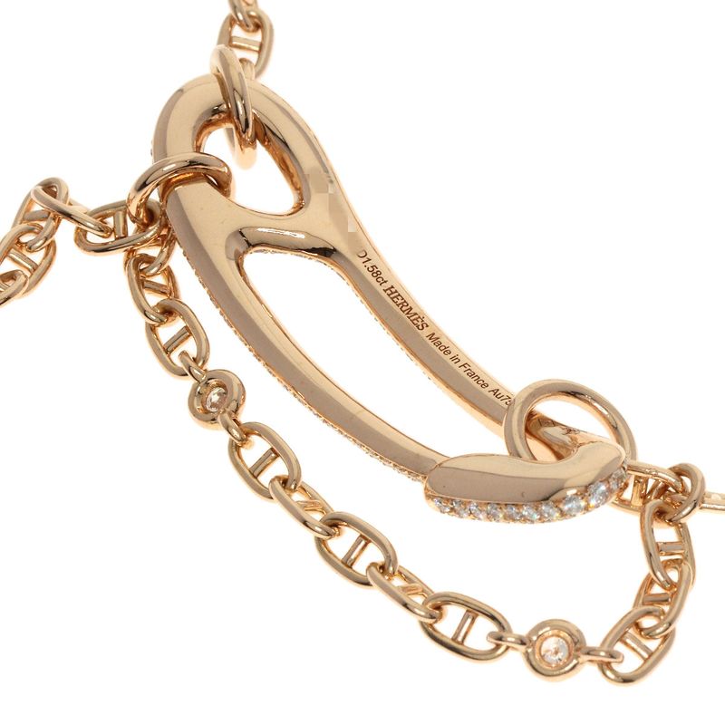 Hermes Chaine D'ancre Punk Diamond Bracelet 18K Pink Gold Ladies