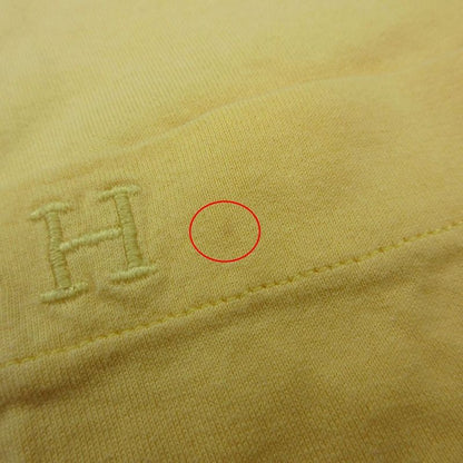 Hermes H Logo Embroidery Pocket T-Shirt Top Short Sleeves Yellow Size L Men's