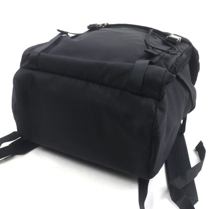 Prada 2vz062 Tessuto Nylon Triangle Logo Triangle Plate Backpack Black Silver