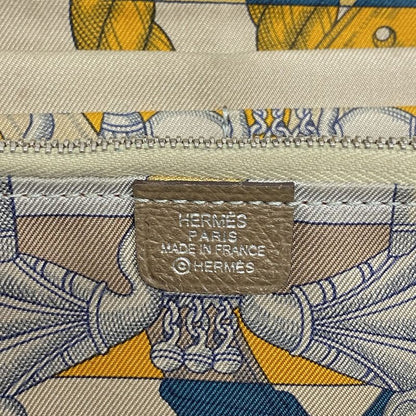 Hermes Long Wallet Azap Lock Silkine Vaux Epson Etoupe Silver Hardware Engraved