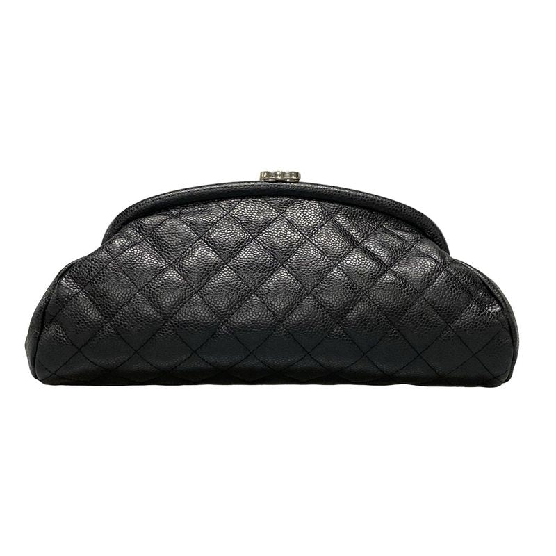 Chanel Clutch Bag Matelasse A46430 Black Silver Hardware / Clasp Closure