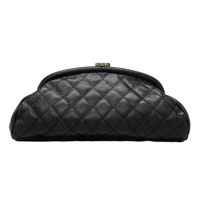 Chanel Clutch Bag Matelasse A46430 Black Silver Hardware / Clasp Closure