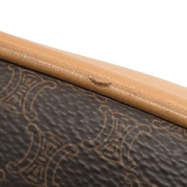 Celine Shoulder Bag Macadam PVC Leather Brown Gold Hardware Brown