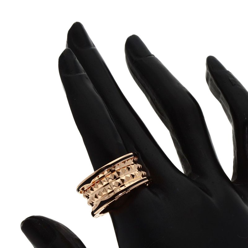 Bvlgari B-zero1 Rock Black Ceramic #62 Ring / Rings 18K Pink Gold Unisex