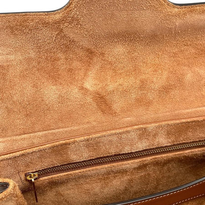 Celine Shoulder Bag Teen Soft 16 Caisse 196853 Calfskin Tan Brown Gold Hardware