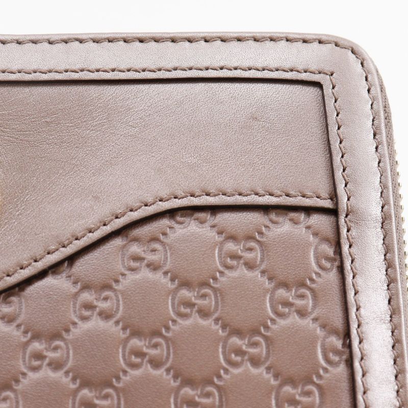 Gucci Interlocking G Round Zipper 308012 Striped Leather Pink Ladies Long Wallet