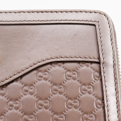 Gucci Interlocking G Round Zipper 308012 Striped Leather Pink Ladies Long Wallet