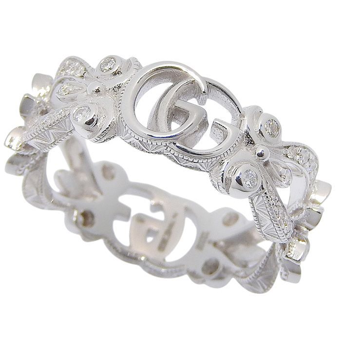 Gucci Flora Motif Diamond Ring 18K White Gold 750 White Gold Diamond #8