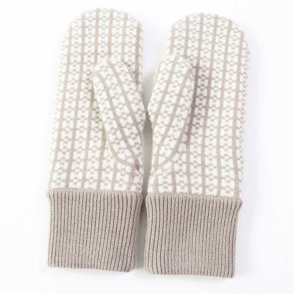 Hermes Hope 100% Cashmere Jacquard H Motif Knit Mittens/gloves Glazed Ivory S