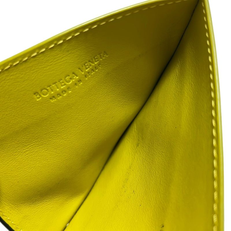 Bottega Veneta Card Case Maxi Intrecciato Black And Yellow Bicolor Leather
