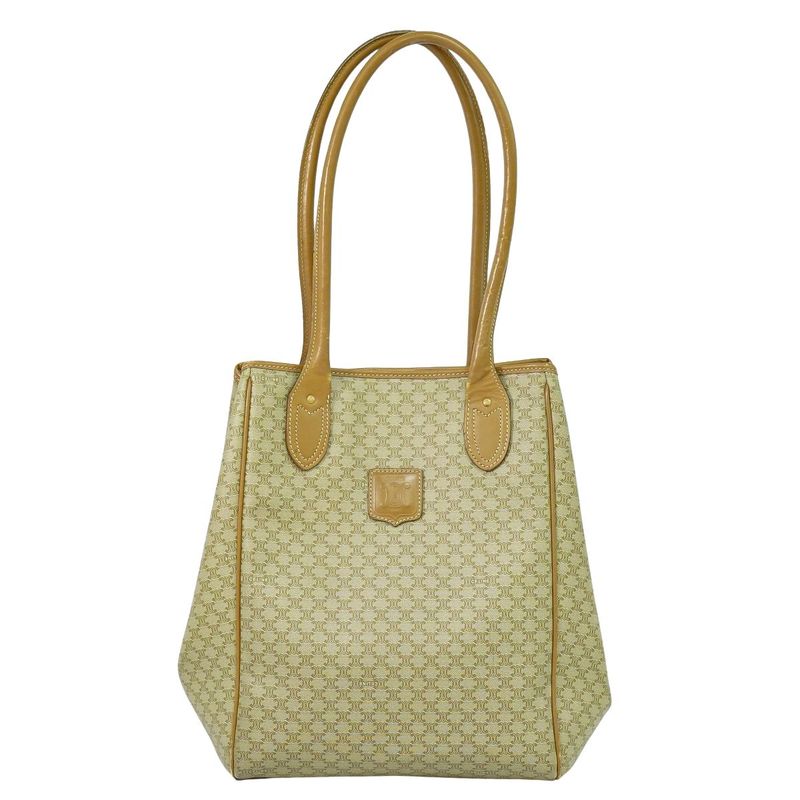 Authentic Celine Macadam Shoulder Bag Tote Bag PVC Beige Macadam Bag Pre-owned