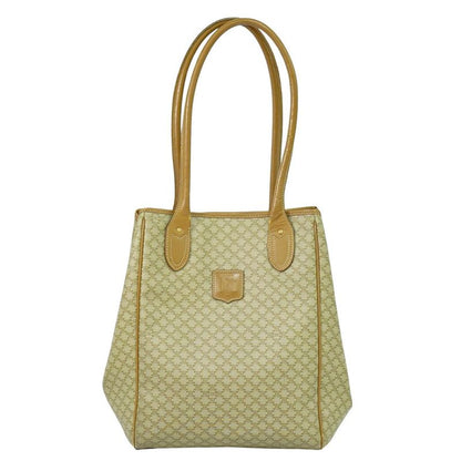 Authentic Celine Macadam Shoulder Bag Tote Bag PVC Beige Macadam Bag Pre-owned