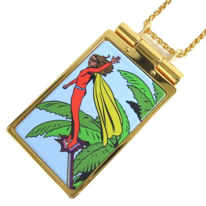 Hermes On The Beach Pendant /necklace With Mirror Gold And Multicolor Made In