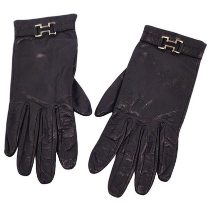 Hermes Gloves H Logo Lamb Leather Women's H