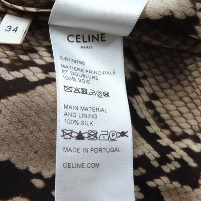 Celine 22AW 2j517879s 100% Silk Python Print Knee-length Draped Skirt Brown 34