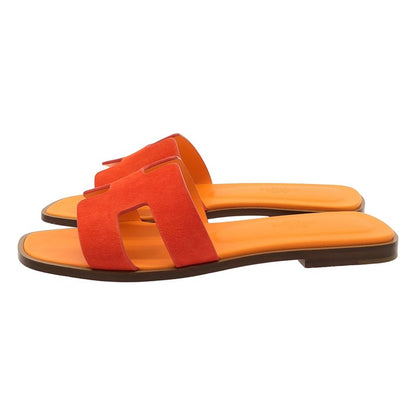 Hermes Oran H Logo Sandals - 37 - Orange - Women