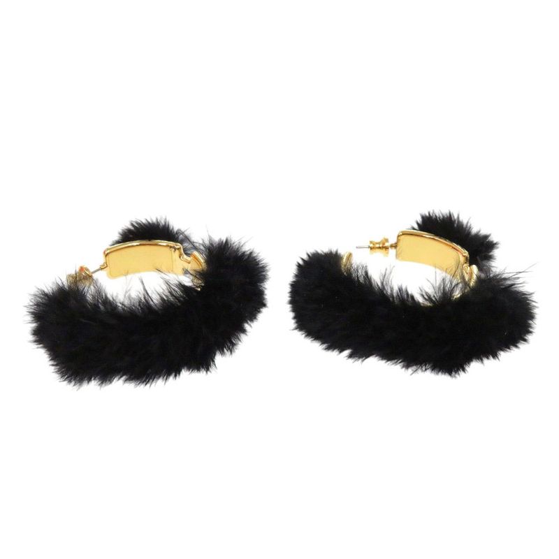 Hermes Olympe / Faubourg Circus H100055f 01 Metal Feather Black Earrings Black