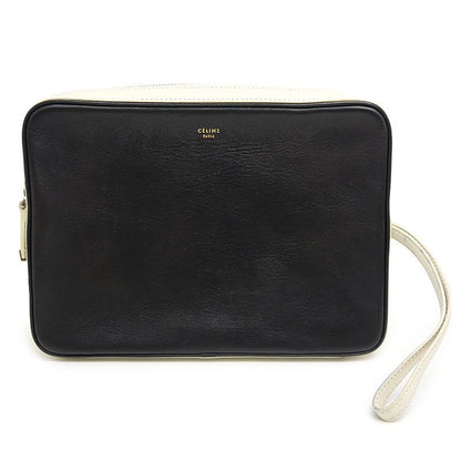 Celine Clutch Bag Second Bag Black And Ivory Leather