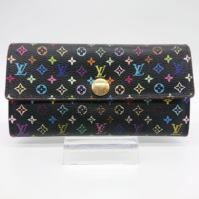 Louis Vuitton Multicolor Sarah Long Wallet Monogram Black