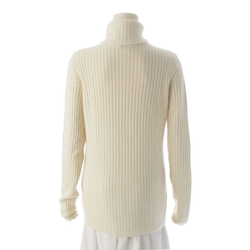 Saint Laurent 2021 Wool Cashmere YSL Logo Turtleneck Knit Sweater 666098 White M