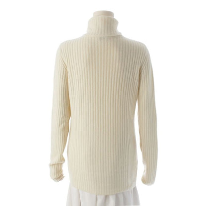 Saint Laurent 2021 Wool Cashmere YSL Logo Turtleneck Knit Sweater 666098 White M