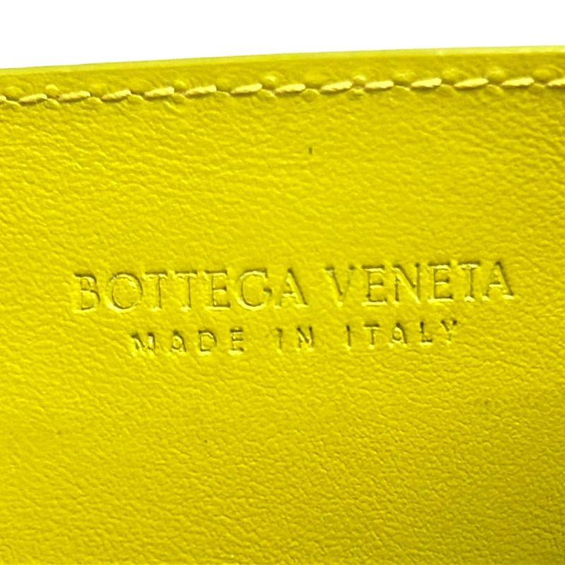 Bottega Veneta Card Case Maxi Intrecciato Black And Yellow Bicolor Leather