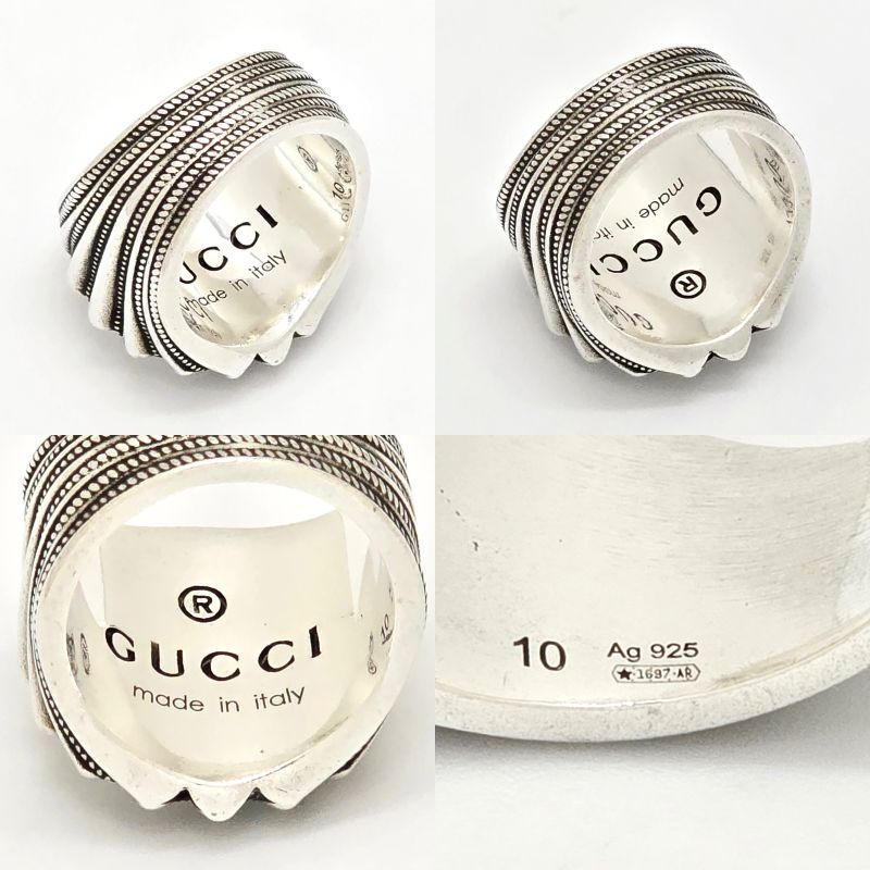 Gucci Interlocking G Signet Ring 10 Approx 10 Star Ring Silver Sv925 Engraved