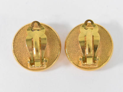 Authentic Chanel Logo Faux Pearl Earrings GP Gold Plated White Accessories