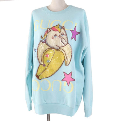 Gucci 22AW 617964 Cotton Silk Logo Printed Banana Sequins Oversized Sweatshirt